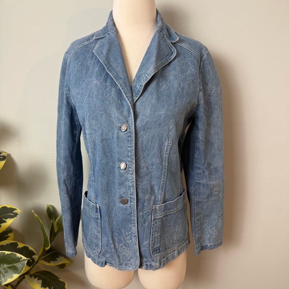 RUSTIC DENIM Women's 100% Cotton Blue Denim Jacket Blazer ~ XL
